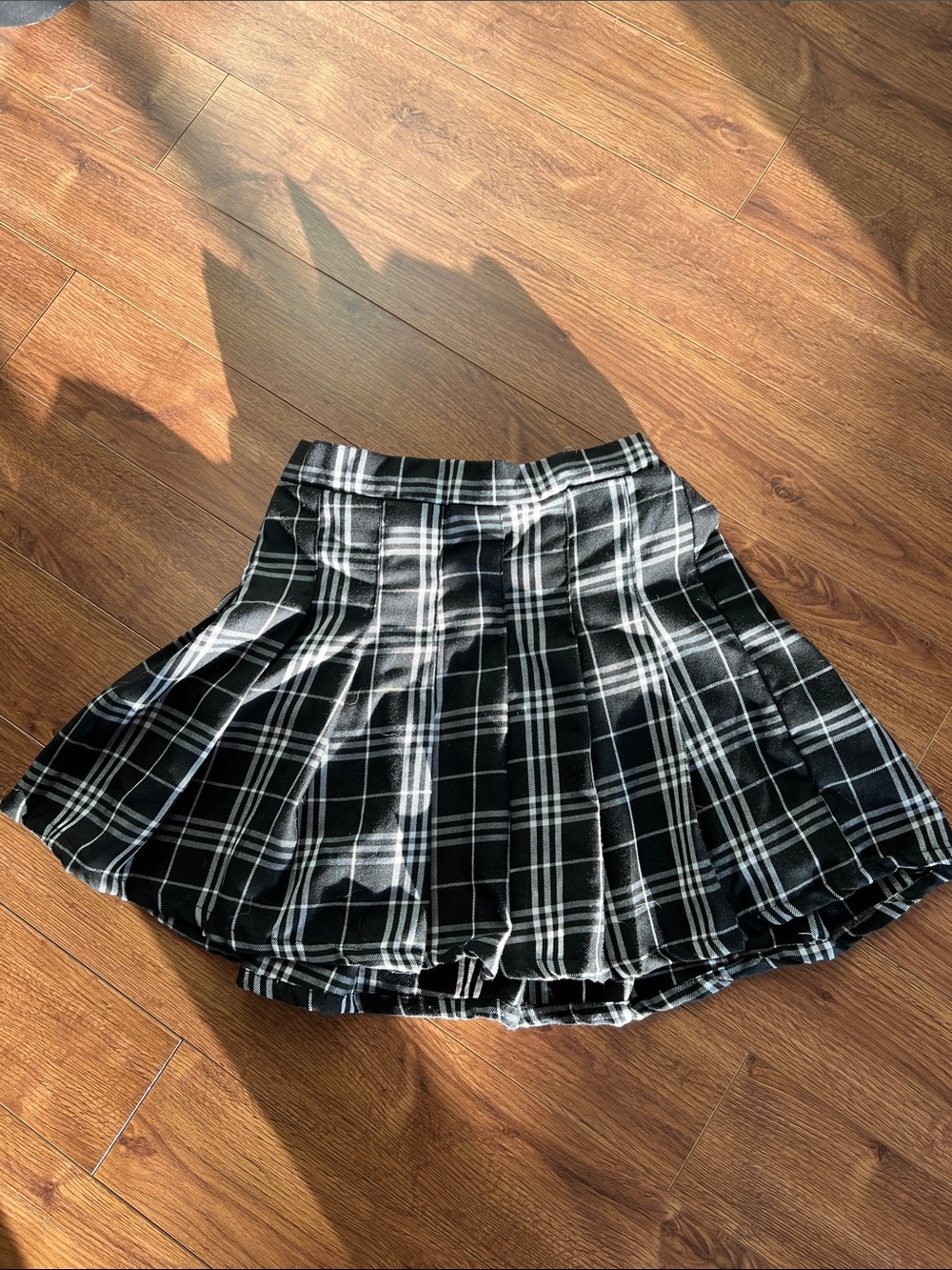 Streetwear Society Black & White Plaid Pleated Mall Punk Skater Skirt - Picture 4 of 6